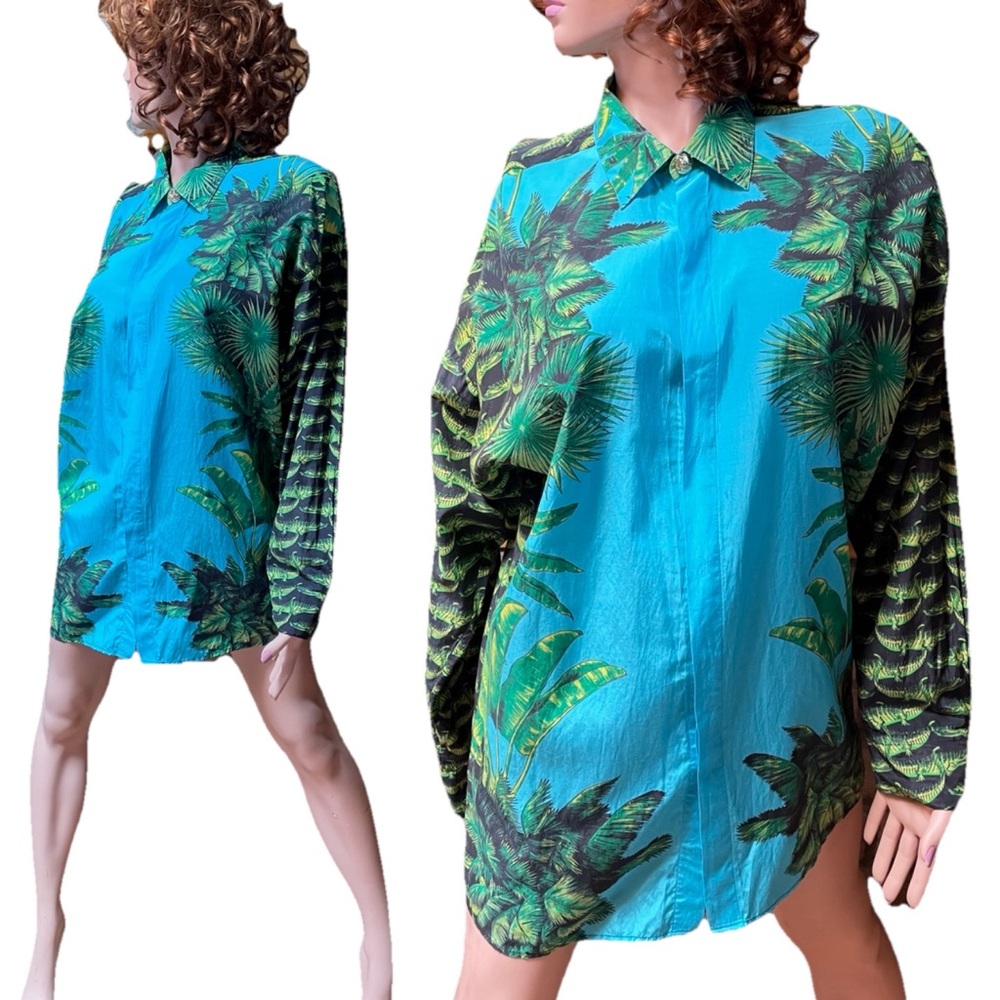 VERSACE  for H&M 2011 Collectible MIAMI Tropical Status Print SHIRT Medium EUC - Picture 2 of 16